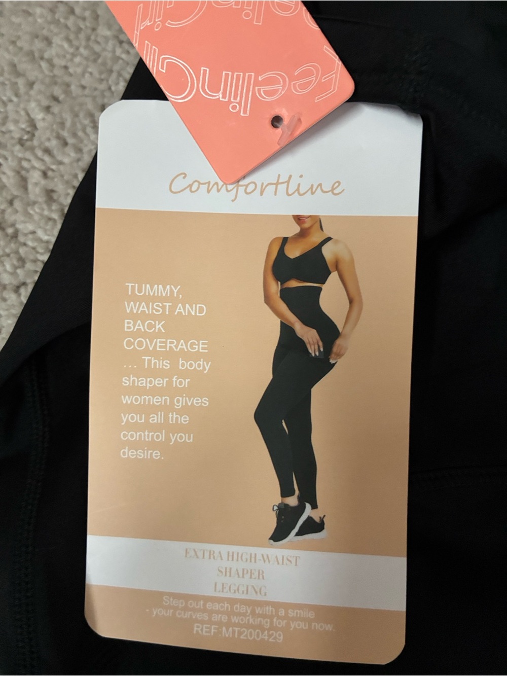 New Extra High-Waist Black Shapewear Leggings with Front Hook Closure size XL - Picture 9 of 9